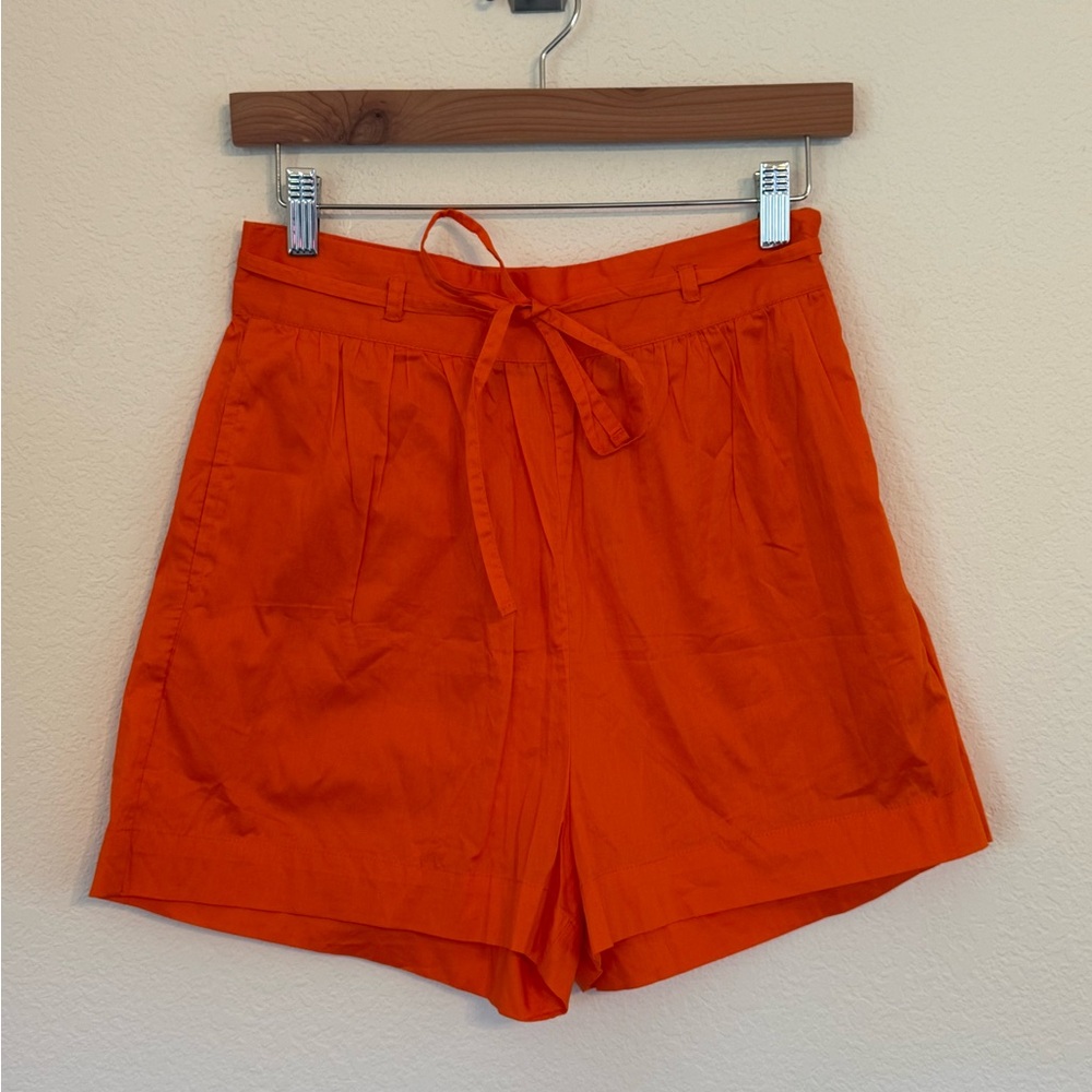 Jason Wu Womens High Waist Shorts Paperbag Size S Orange Waist Tie Pockets